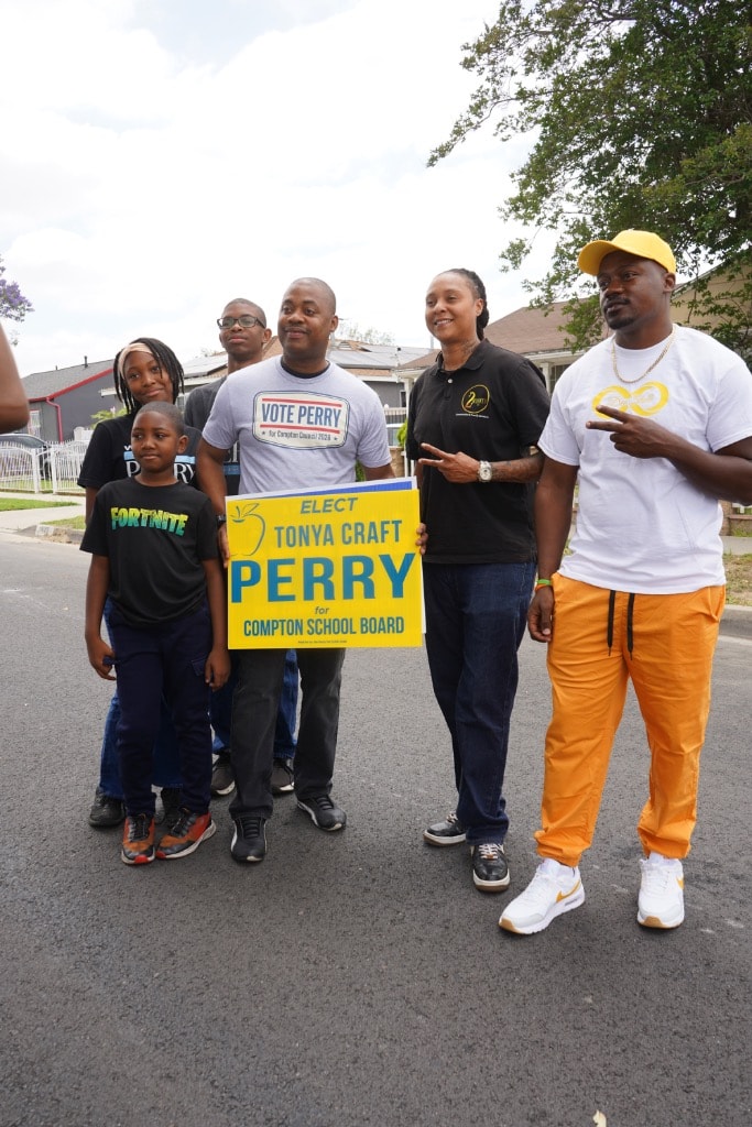 Community members supporting Tonya Craft Perry for Compton School Board
